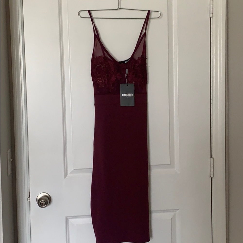 Maroon midi dress